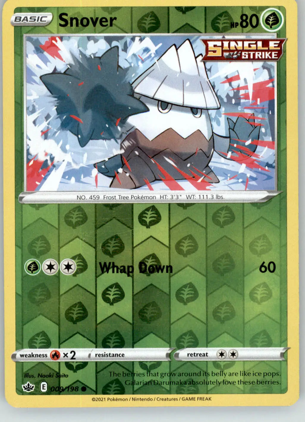 Snover - Chilling Reign - 009/198 - Reverse Holo LP Pokemon - Pokémon Card Single