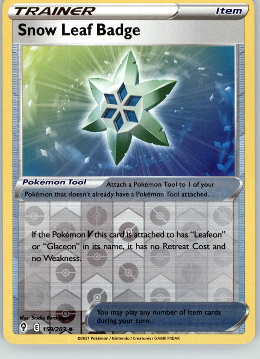 Snow Leaf Badge - Evolving Skies - 159/203 - Reverse Holo LP Pokemon - Pokémon Card Single
