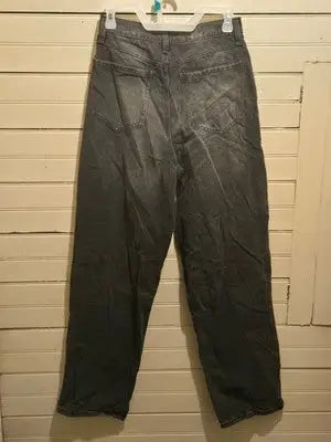 SO Jeans Womens 7/28W Highest Rise Baggy Black Charcoal Pleated Front Denim - Apparel
