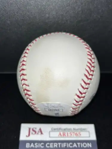 Autographed baseball by Sofia Milos with JSA certification for collectors and trading cards