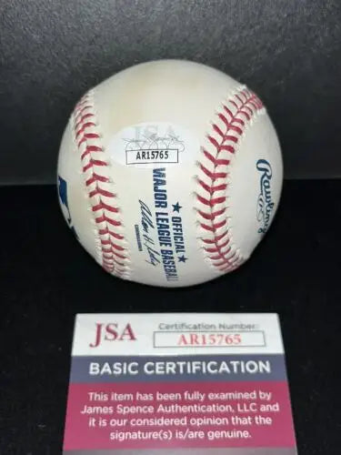Autographed baseball by Sofia Milos with JSA certification and trading card included