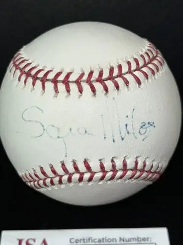 Sofia Milos Signed Autographed Baseball CSI: Miami JSA for avid collectors and trading cards fans