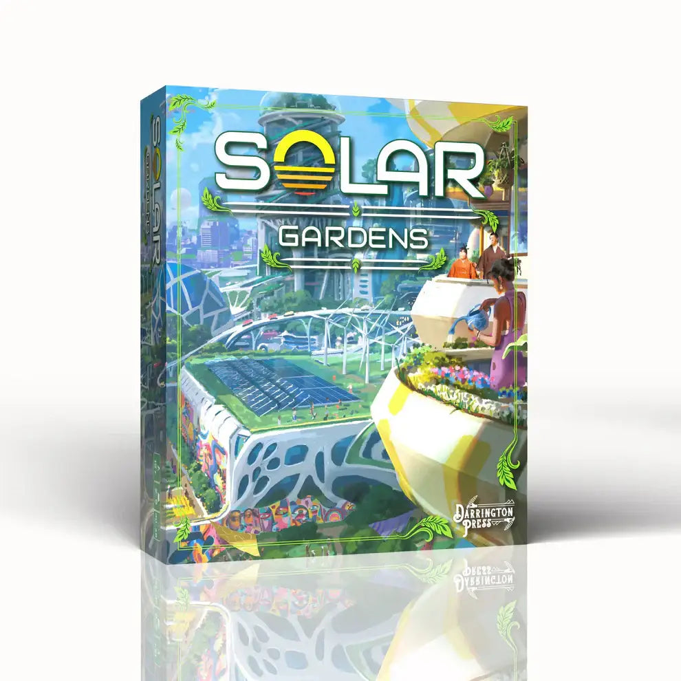 Solar Gardens board game box by Darrington Press showing vibrant artwork