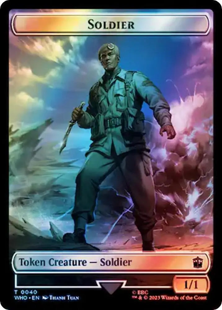Soldier // Cyberman Token - Universes Beyond: Doctor Who - Surge Foil NM - Non-Sports Card Single