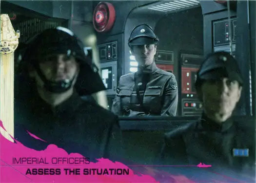 Imperial Officer in gray uniform in control room on Solo Star Wars trading card