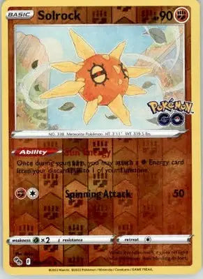 Solrock - Pokemon GO - 039/078 - Reverse Holo LP - Pokémon Card Single