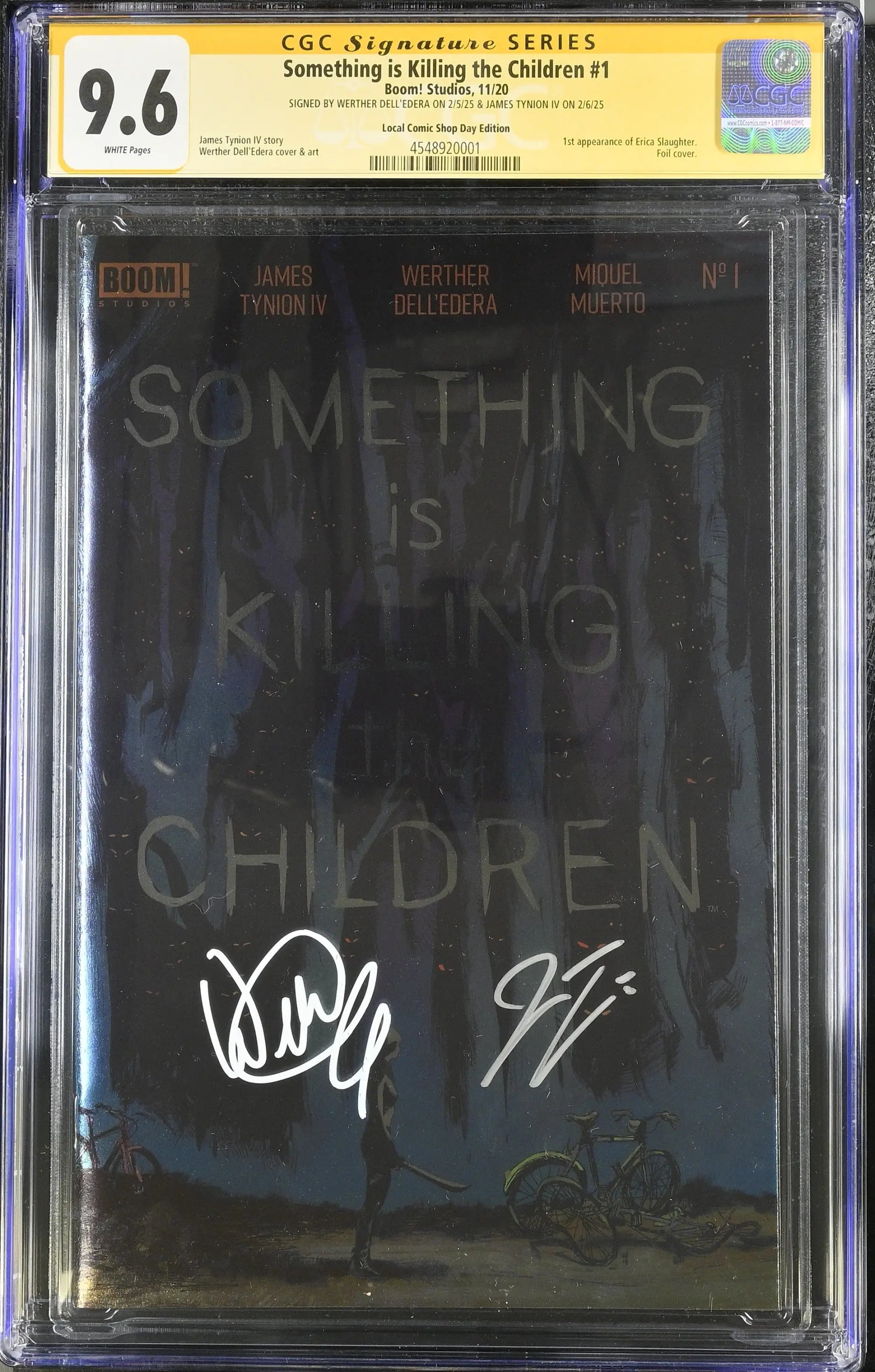 SOMETHING IS KILLING CHILDREN #1 LCSD 2020 FOIL CGC 9.6 Signed Dell’Edera Tynion - Comic Book