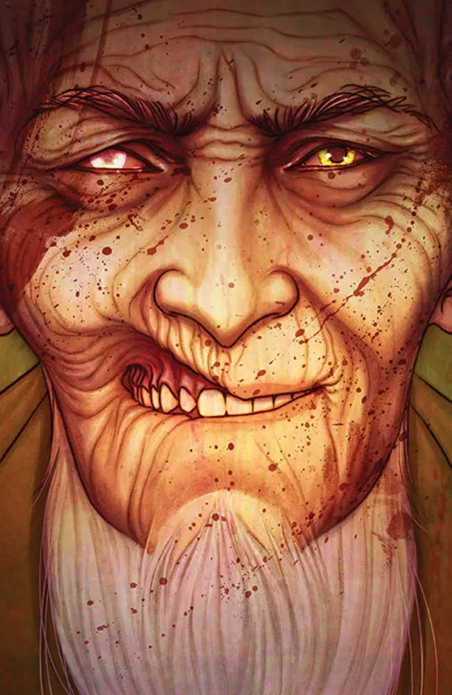 Weathered face with intense eyes and grin on Something Is Killing The Children #24 trading card