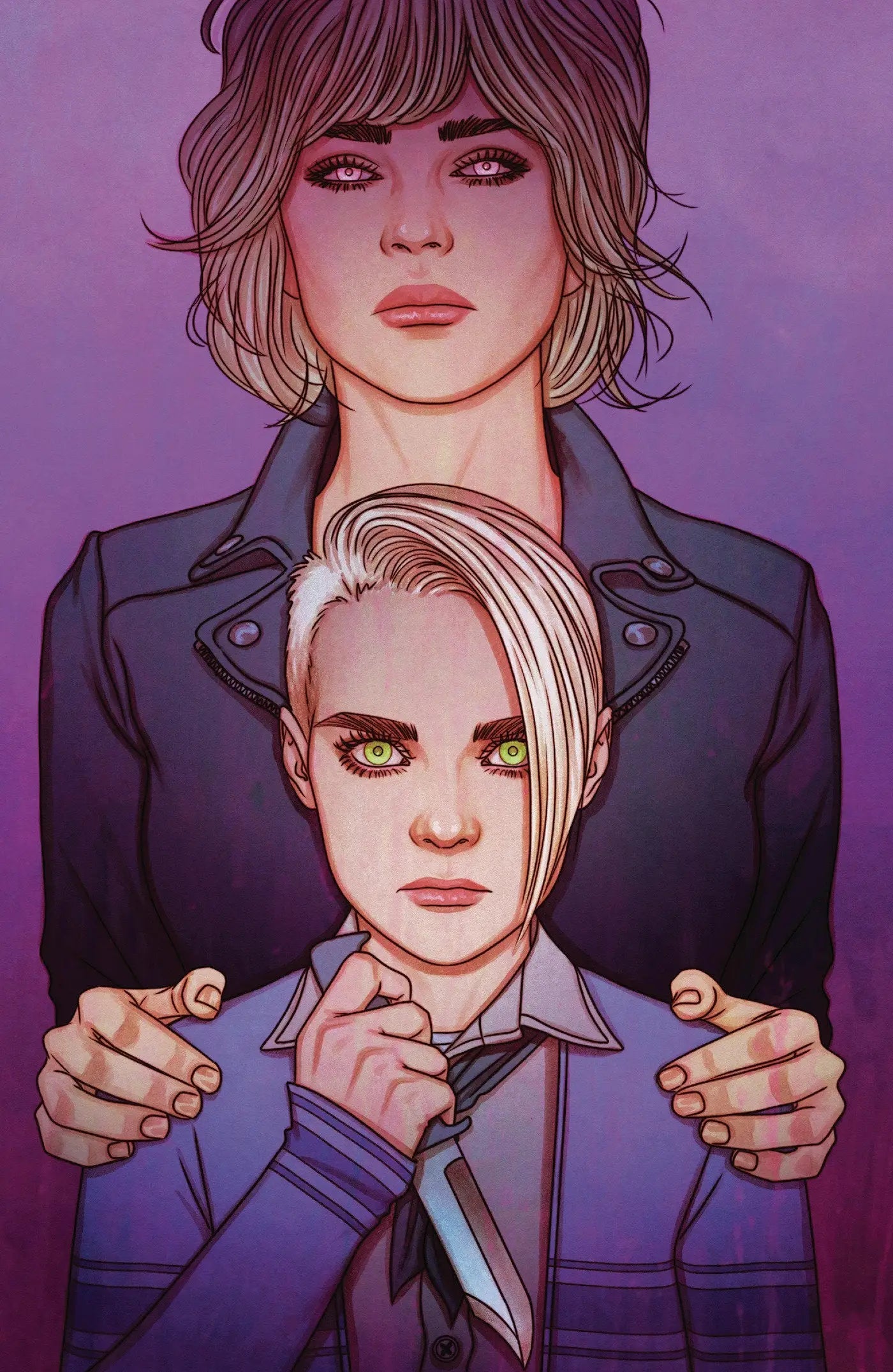 Two women with a knife from Something Is Killing The Children #41 B Variant by Art Frison, highlighting Erica’s Past