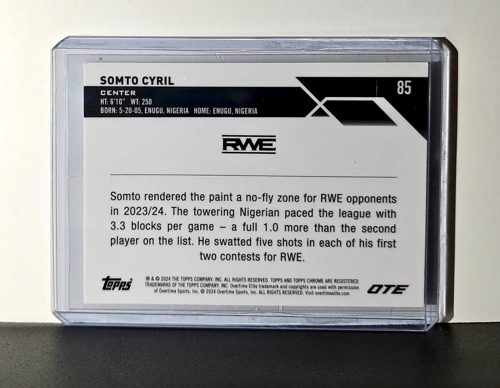 Somto Cyril 2023-24 Topps Chrome Overtime #85 Card RWE - Basketball Card Single