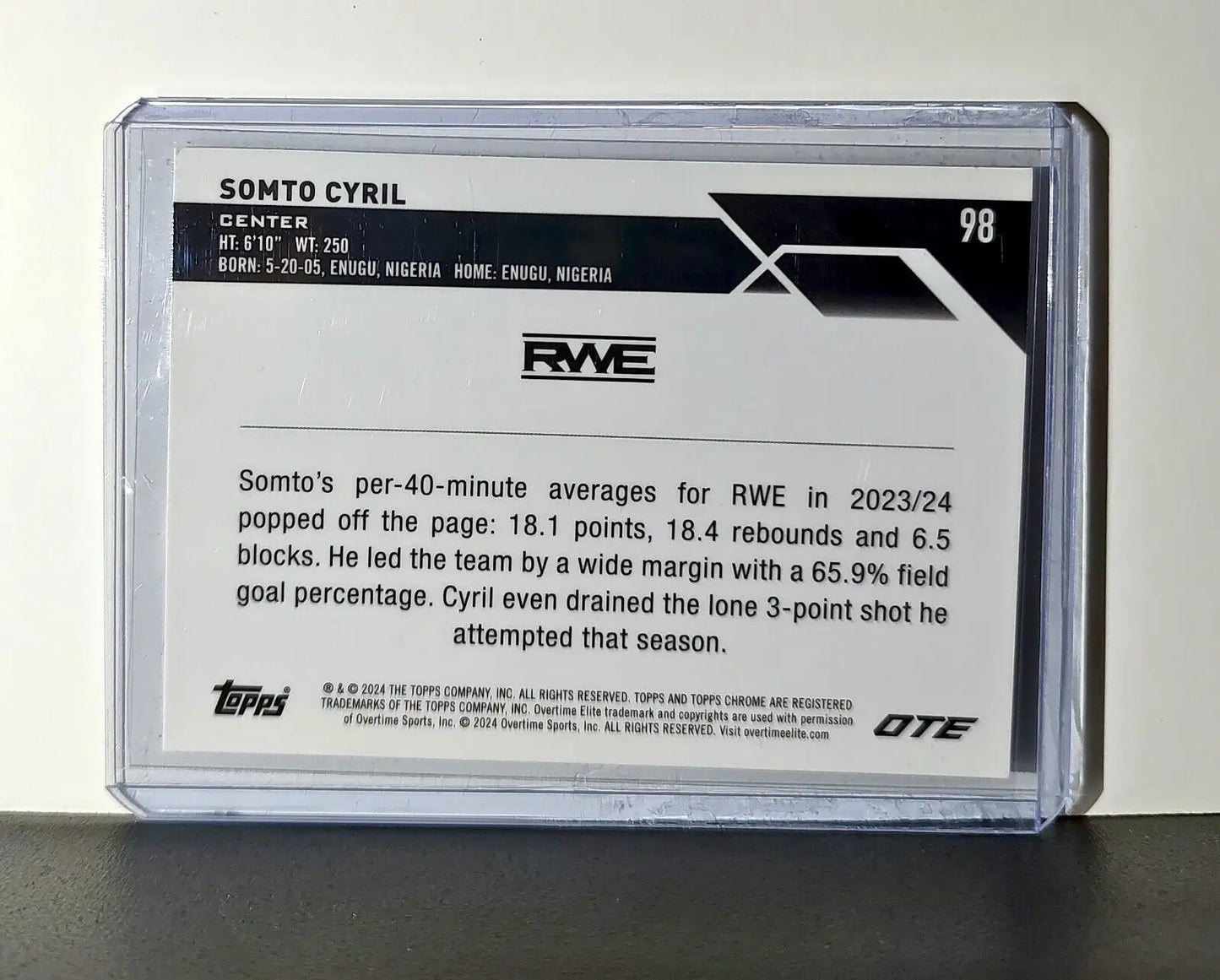 Somto Cyril 2023-24 Topps Chrome Overtime #98 Card RWE