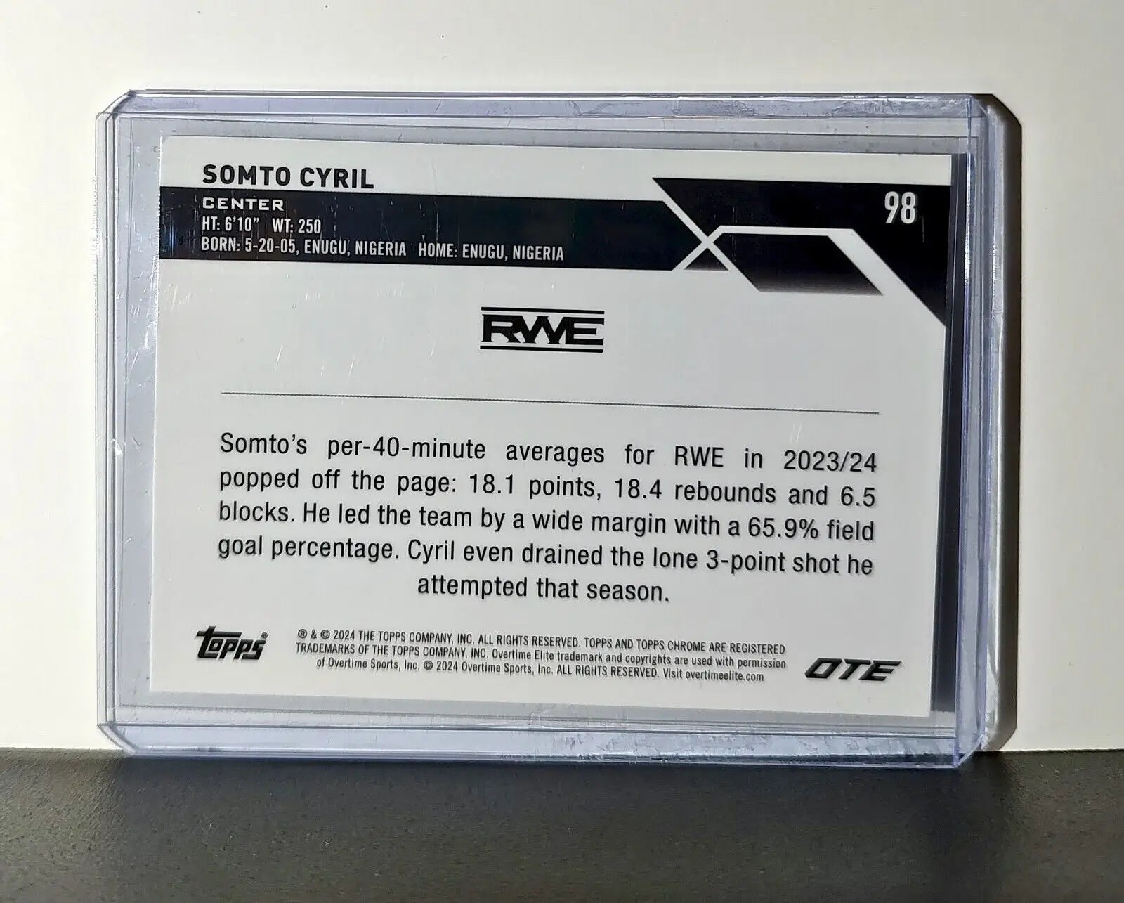 Somto Cyril 2023-24 Topps Chrome Overtime #98 Card RWE