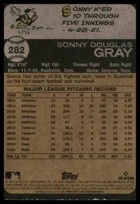 Sonny Gray 2022 Topps Heritage #282 Cincinnati Reds - Baseball Card Single
