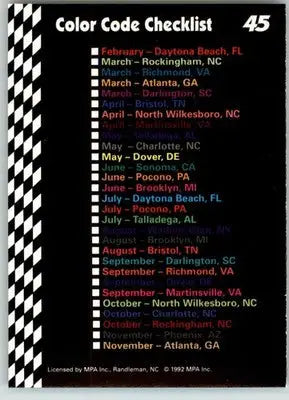 Sonoma - 1992 Food Lion Richard Petty - #45 - Racing - Racing Card Single
