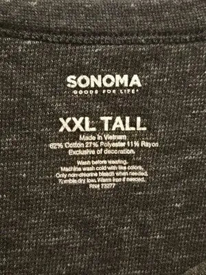 Sonoma Long Sleeve Shirt Mens XXL Tall Dark Gray Thermal Pullover - Apparel