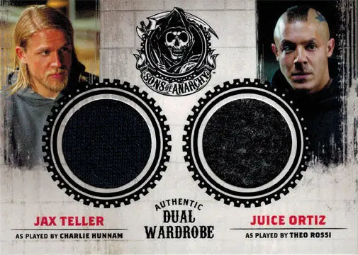 Sons of Anarchy DM3 Wardrobe Costume Card with Charlie Hunnam and Theo Rossi characters