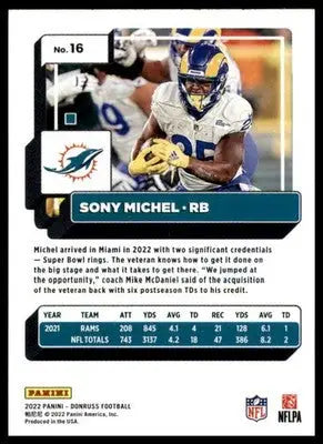 Sony Michel 2022 Donruss #16 Miami Dolphins - Football Card Single