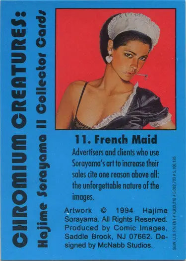 Stylized trading card of a woman in a French maid outfit, Sorayama 2 Base Card