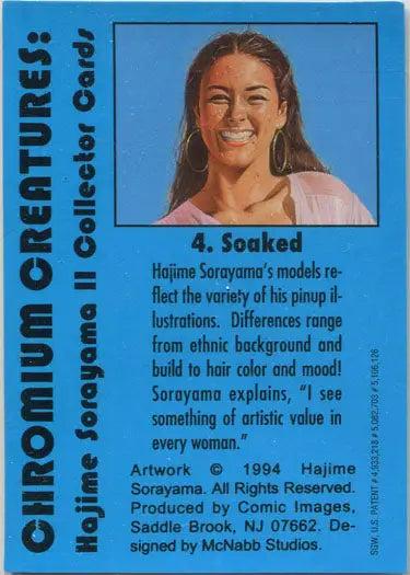 Smiling woman in pink top on Sorayama 2 Chromium Creatures Base Card trading cards