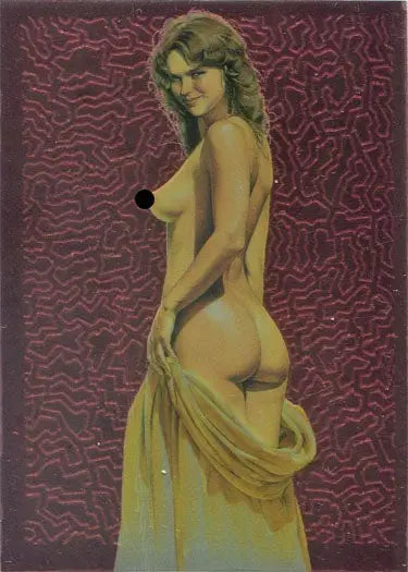 Nude female figure draped in fabric featured on Sorayama 2 Chromium Creatures Base Card
