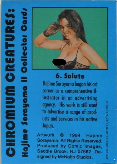 Woman in tank top on Sorayama 2 Chromium Creatures Base Card 6 trading card