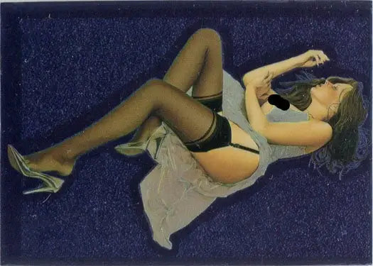 Woman in lingerie and stockings on Sorayama 2 Chromium Creatures Base Card 7 design
