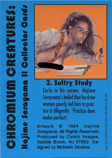 Trading card featuring Sultry Study artwork of a person studying at a desk