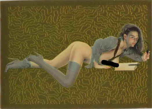Woman in lingerie reading a book on Sorayama 2 Chromium Creatures Base Card