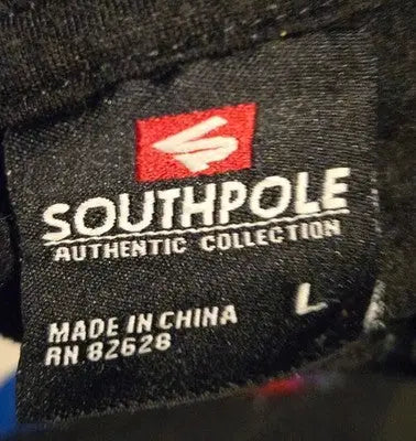 Southpole Hoodie Mens L NASA Patch Black Pullover Kangaroo Distressed Cuffs Logo - Apparel