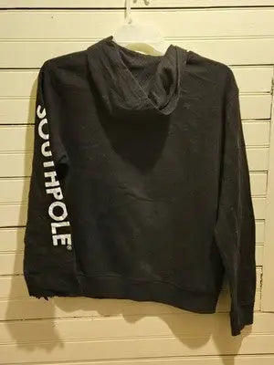Southpole Hoodie Mens L NASA Patch Black Pullover Kangaroo Distressed Cuffs Logo - Apparel