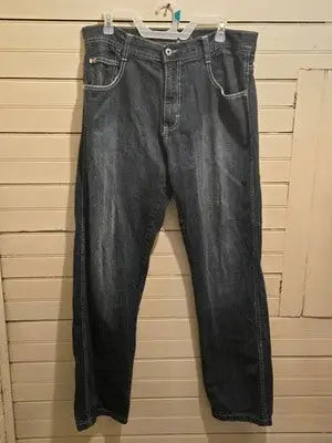 Southpole Jeans Mens 36X34 Dark Wash Straight Leg Casual Denim Pants Rivet - Apparel
