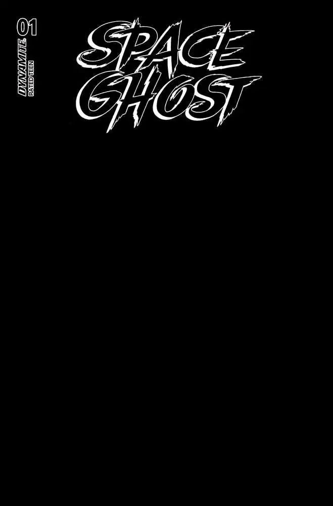 Black cover of Space Ghost #1 with white logo, ideal for trading cards and collectibles
