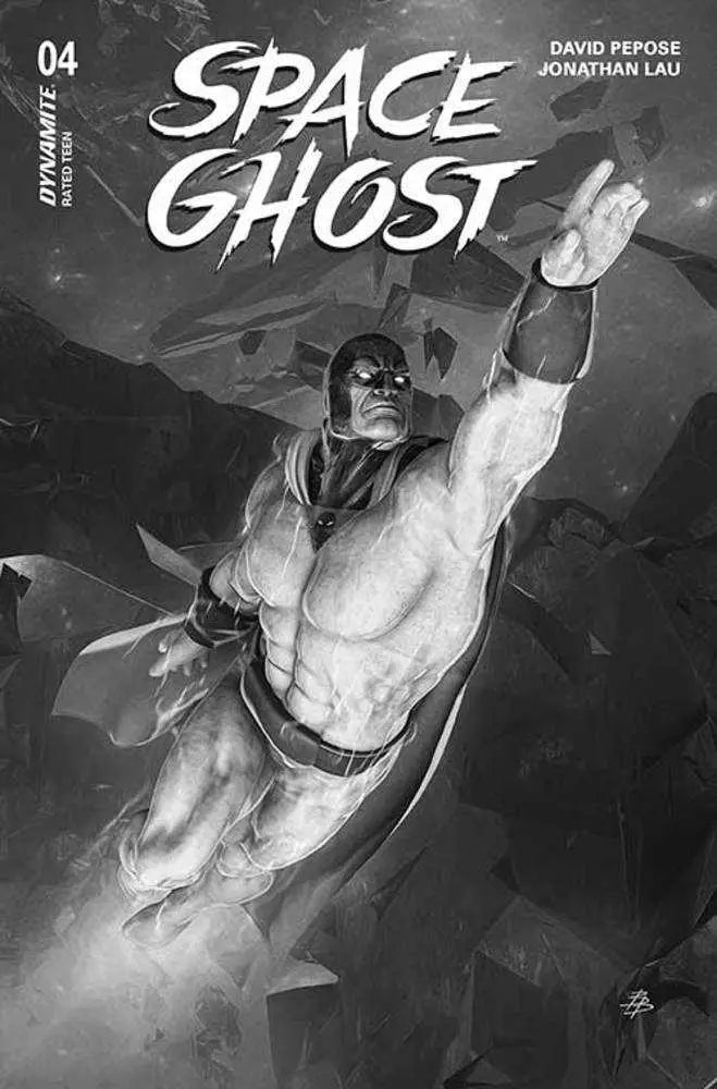Space Ghost comic book cover from Barends FOC Variant Edition in black and white