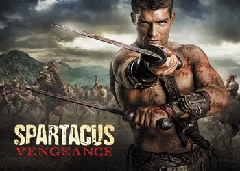 Spartacus Vengeance CT1 Plastic Poster Box Topper featuring male warrior with swords
