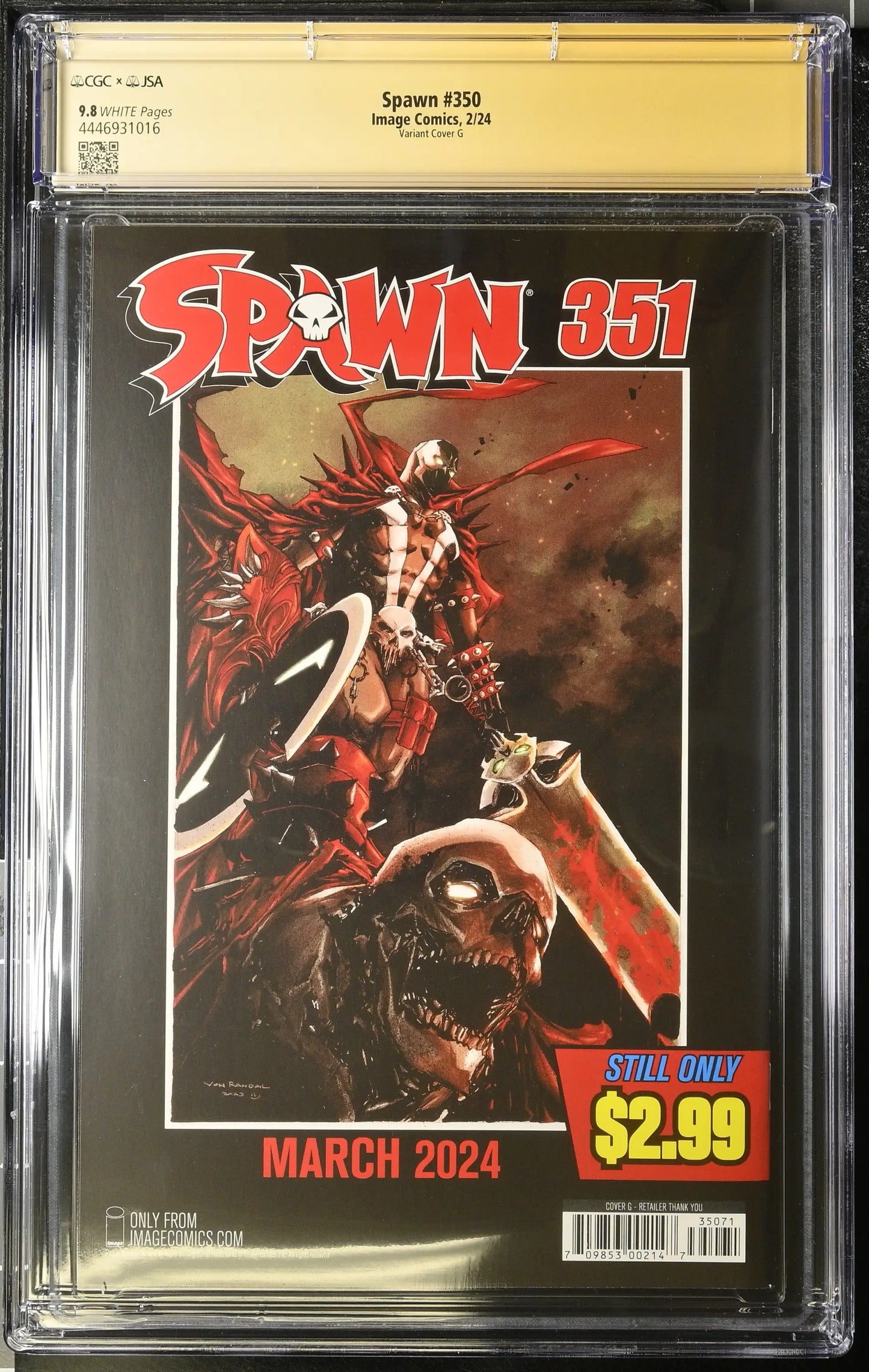 Spawn #350 Thank You Variant graded CGC 9.8 Signed by Todd McFarlane - Comic Book