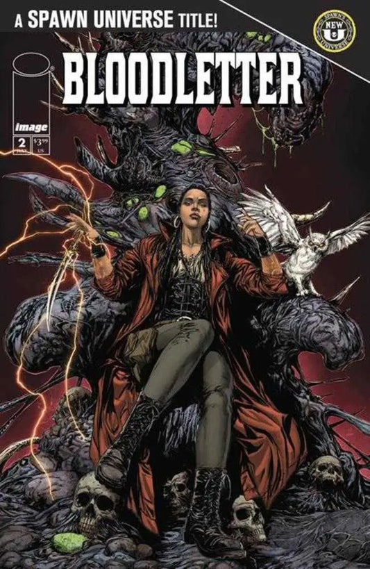 Spawn Bloodletter Cover B Raymond Gay Variant comic book with woman on monstrous throne