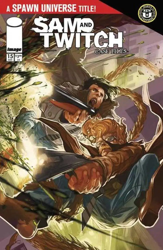 Spawn Sam And Twitch Case Files Cover B Don Aguillo Variant with action comic featuring two male characters and a gun