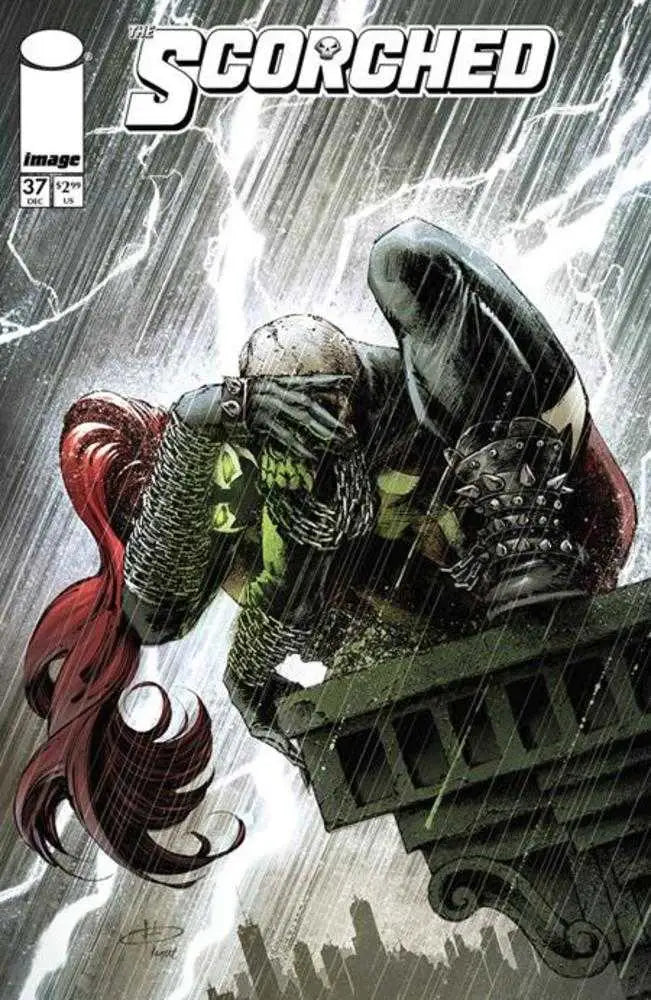 Comic book cover of Spawn Scorched #37 featuring Medieval Spawn and sinister cult art