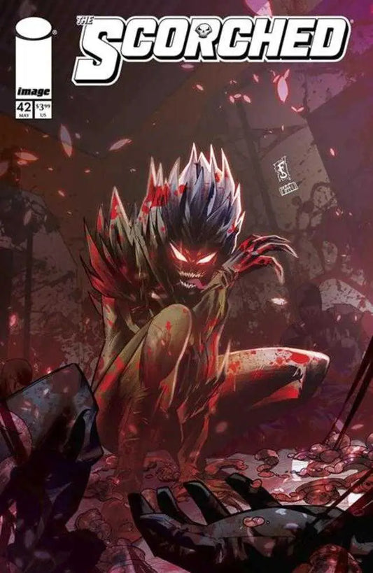 Horror comic book Spawn Scorched Sabantini Variant with glowing-eyed monstrous figure on cover