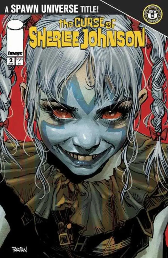 Comic book cover featuring Sherlee Johnson with red eyes and pigtails Dan Panosian variant