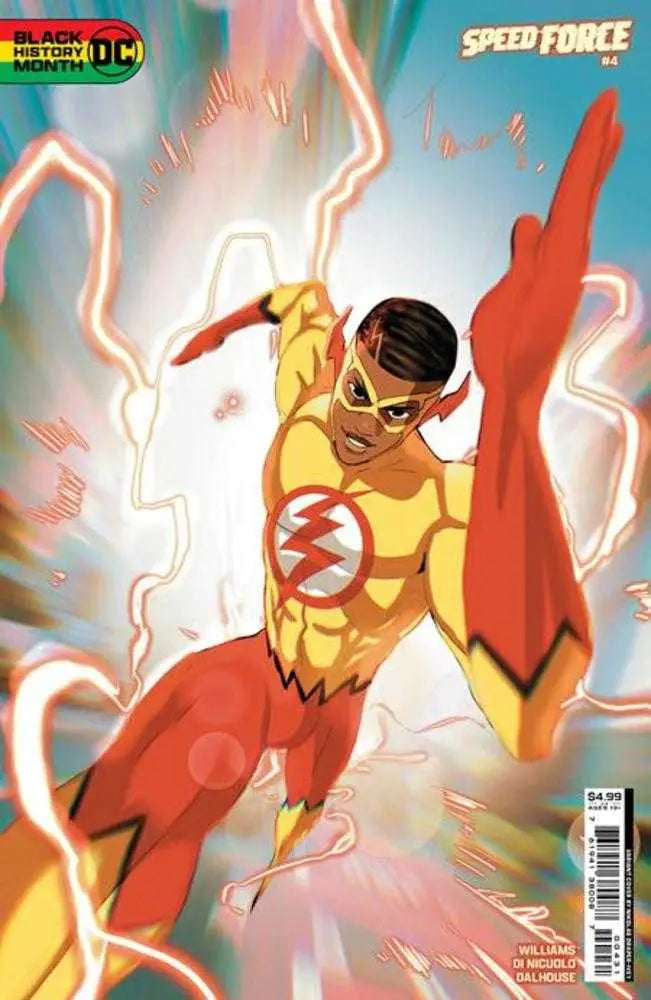 Superhero in red and yellow costume with lightning for Speed Force #4 Black History Month Variant