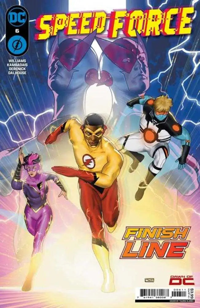 Comic book cover for Speed Force issue 7 with superheroes running through lightning