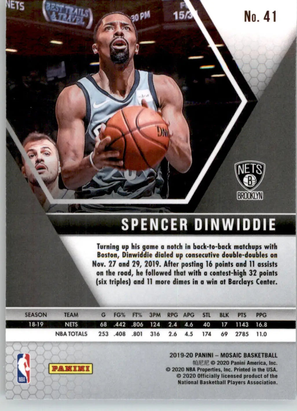 Spencer Dinwiddie - 2019-20 Panini Mosaic - #41 - Basketball - Basketball Card Single