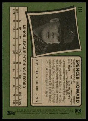 Spencer Howard 2020 Topps Heritage Minor League #114 Reading Fightin Phils - Baseball Card Single
