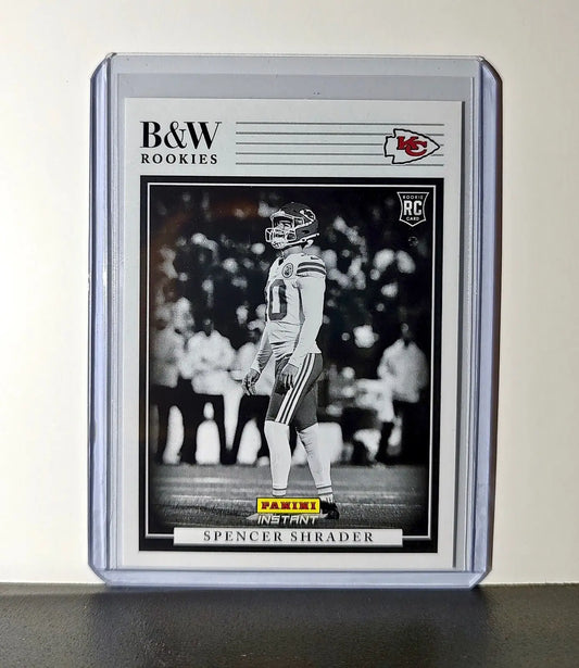 Spencer Shrader 2024 Panini NFL #42 Black & White Rookies Card Chiefs 1 of 680 - Football Card Single