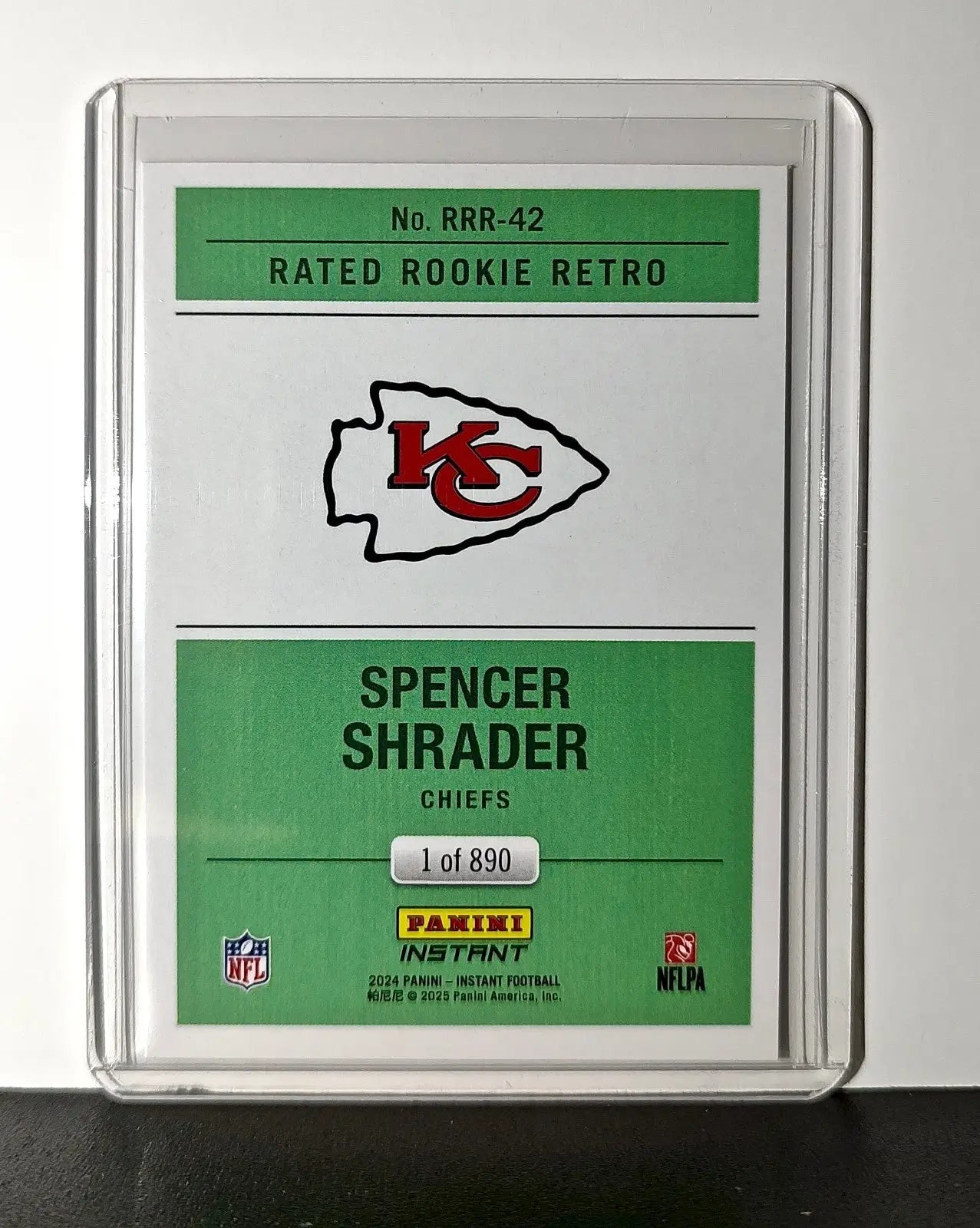 Spencer Shrader Rookie 2024 Panini Rated Rookie Retro NFL #42 KC Chiefs 1 of 890 - Football Card Single