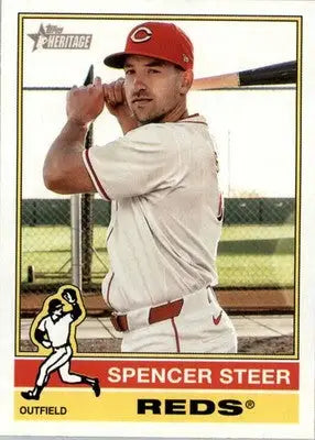Spencer Steer - 2025 Topps Heritage - #155 - Baseball - Baseball Card Single