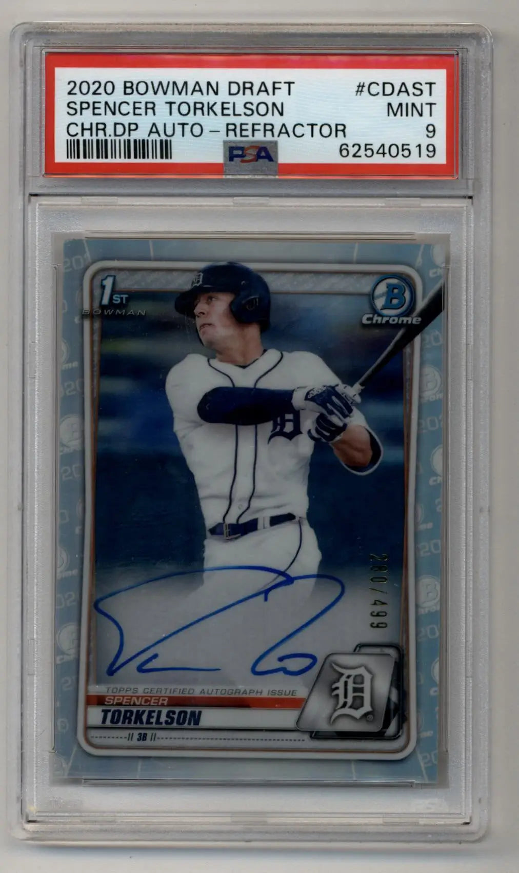 Spencer Torkelson Bowman Chrome Draft Refractor Auto Card PSA 9 Mint