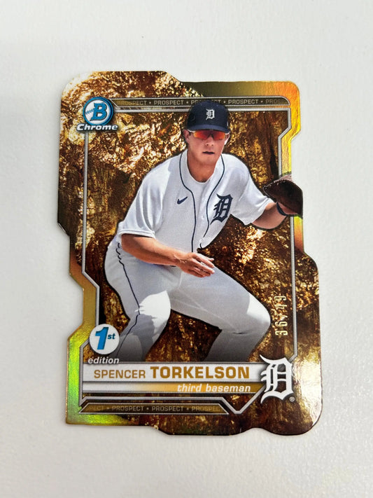 Spencer Torkelson 2021 Bowman 1st Edition Gold Die-Cut Gold Refractor #36/49 - Baseball Card Single