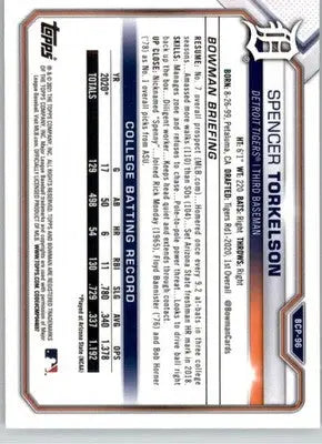 Spencer Torkelson - 2021 Bowman - #BCP-96 - Chrome Prospects Mojo Refractor - Baseball Card Single